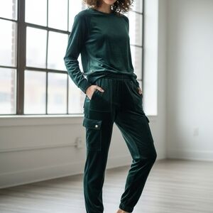 Women's Green Velour Jumpsuit